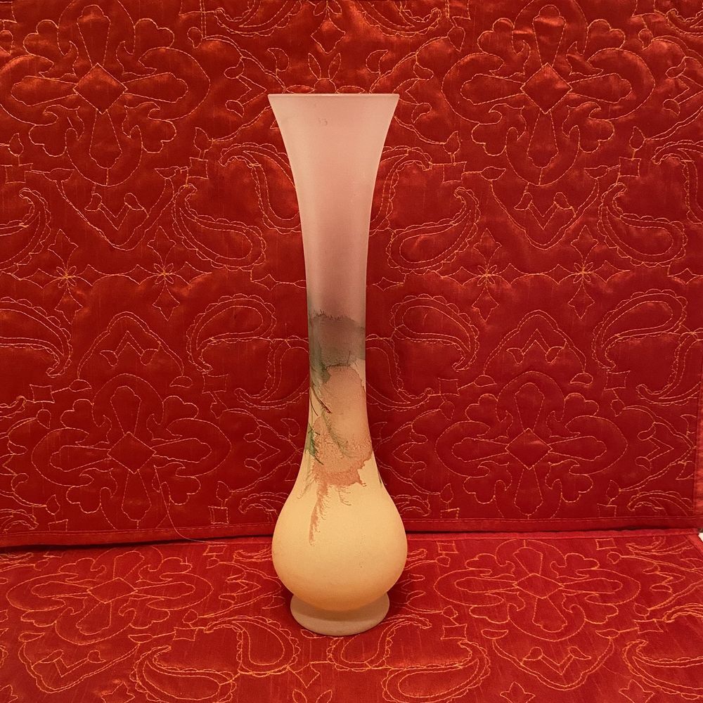 Vintage Ambiente Zwiesel Germany Mouthblown Satin Splatter Colour Glass Vase